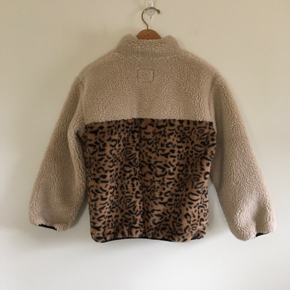 Rails Saga Cream Leopard Fleece 1/4 Snap Pullover Sweatshirt Sz XS Cozy Boho - Picture 5 of 12
